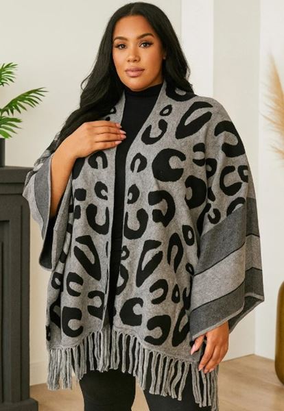 Picture of CURVY GIRL CASHMERE JACKET WITH LEOPARD PRINT